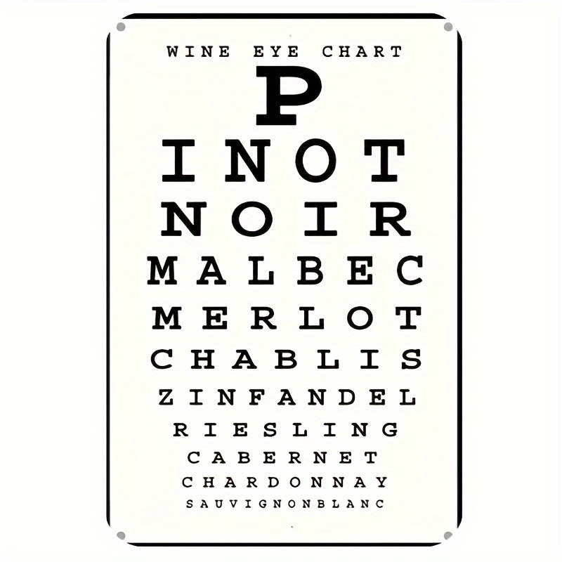 Vintage Collectible Plates - Vintage Wine Eye Chart metalen bord